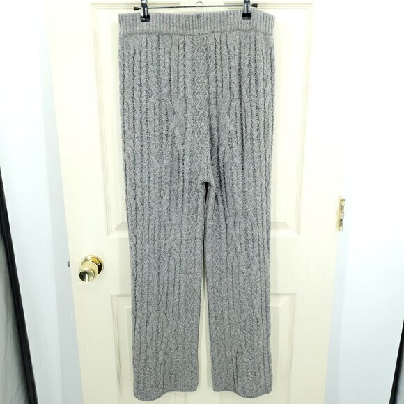 Something Navy Wool/Cashmere Chunky Cable Knit Pull On Lounge Pants L Gray - Picture 3 of 15